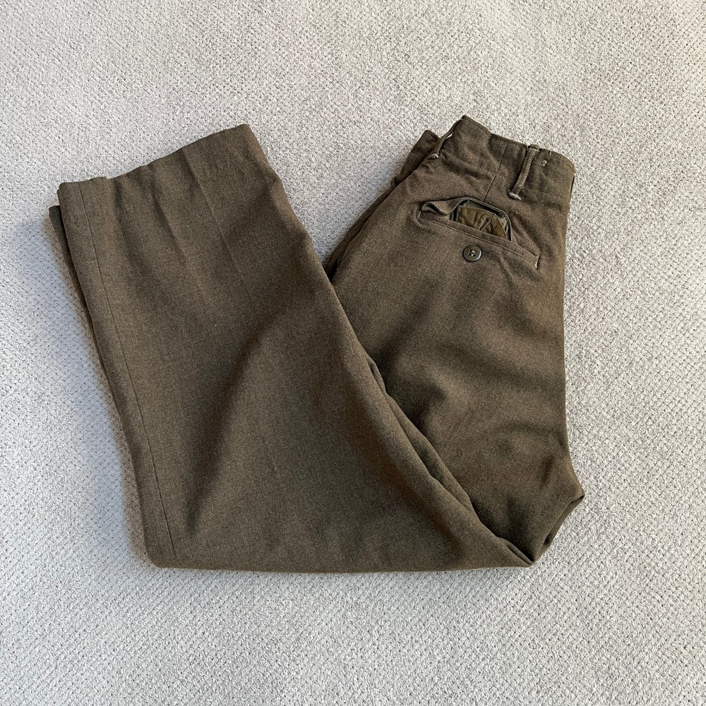Vintage 1950s US Military M-1951 Wool Field Trousers Olive Drab Green 29x29